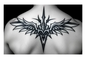 Тату в абстрактному стилі де хлопець в кімоно йде в перед а його в спину штовхає дівчинка англ tattoo idea