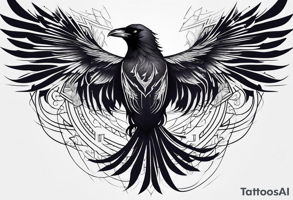 Raven changing into a phoenix tattoo idea