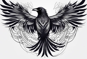 Raven changing into a phoenix tattoo idea