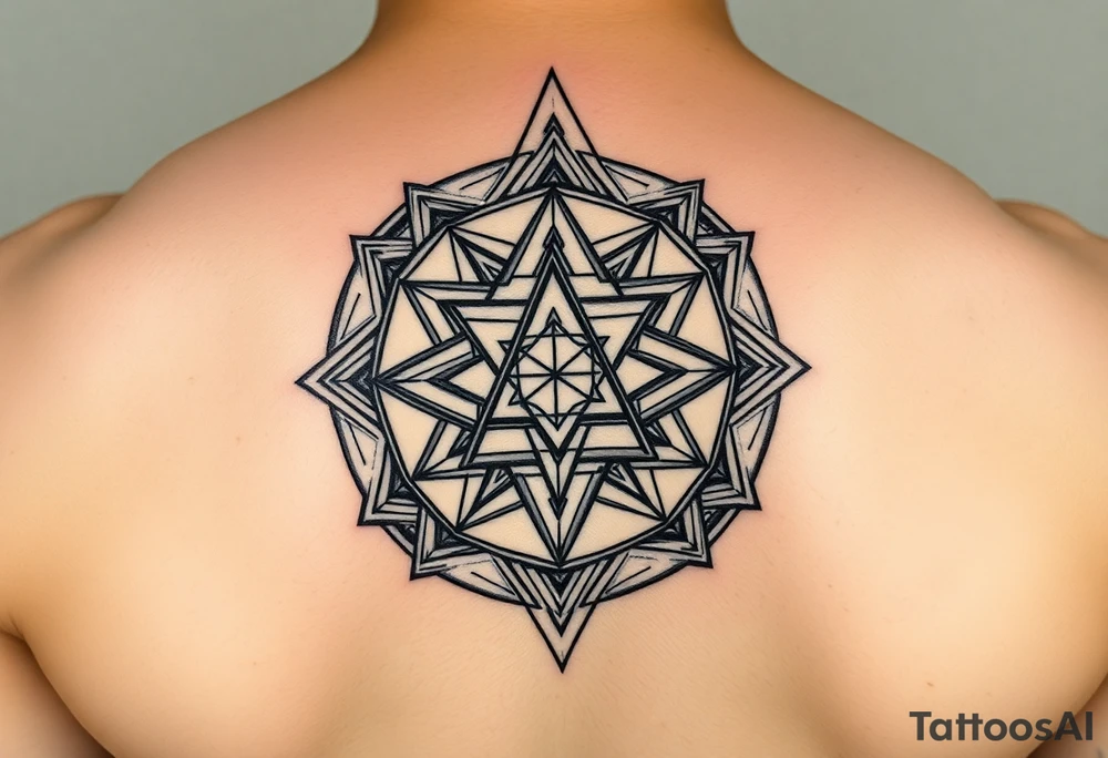 Make me a feminine sacred geometry piece the gift of feeling of feminine divine make the peace truly bold and three dimensional make it pop out and dynamic you truly unique make the image not on skin but as a drawn image tattoo idea