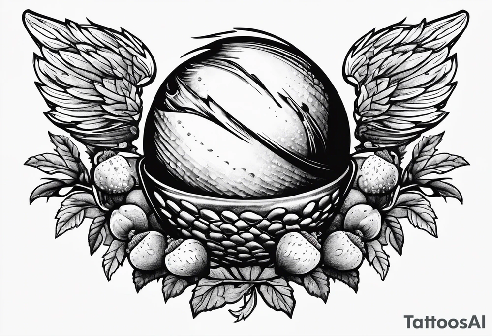 Acorn being carried by angel tattoo idea