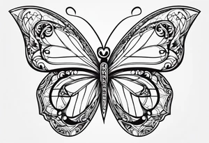 Create a Fine Line tattoo made out of three letter M’s and very pretty maybe a butterfly tattoo idea