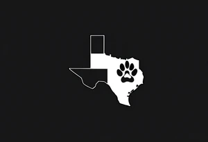 texas outline with a dog paw tattoo idea