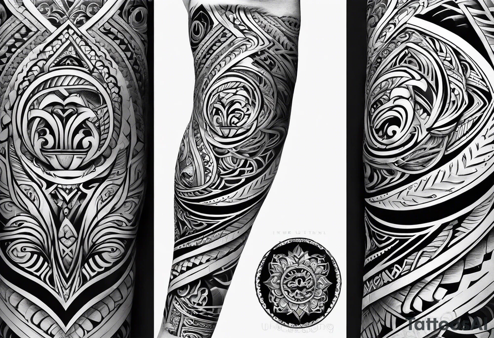 Maori full sleeve that represents strength and love tattoo idea