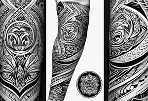 Maori full sleeve that represents strength and love tattoo idea