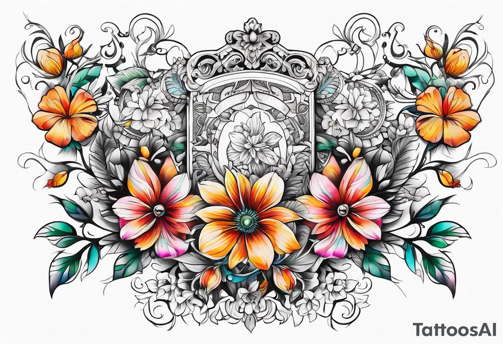 ornaments of flowers

chest piece tattoo idea