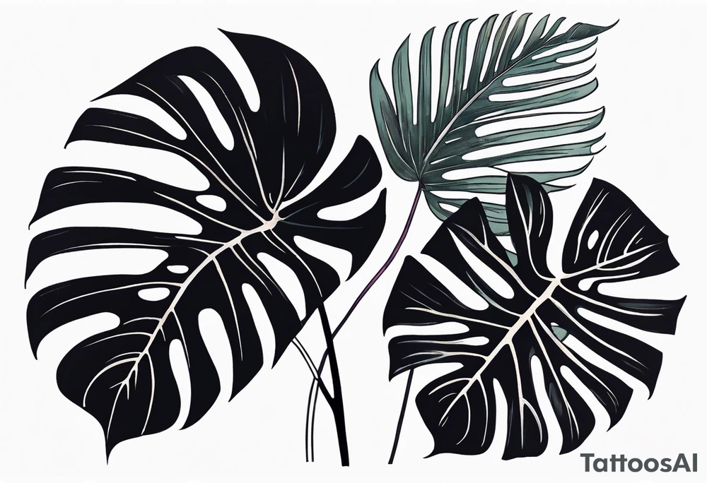 monstera leaves tattoo idea