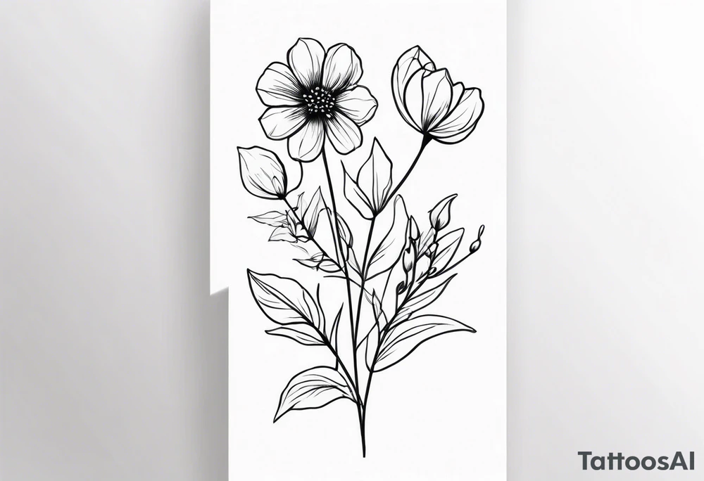 wild flowers minimalist tattoo idea