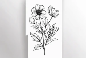 wild flowers minimalist tattoo idea