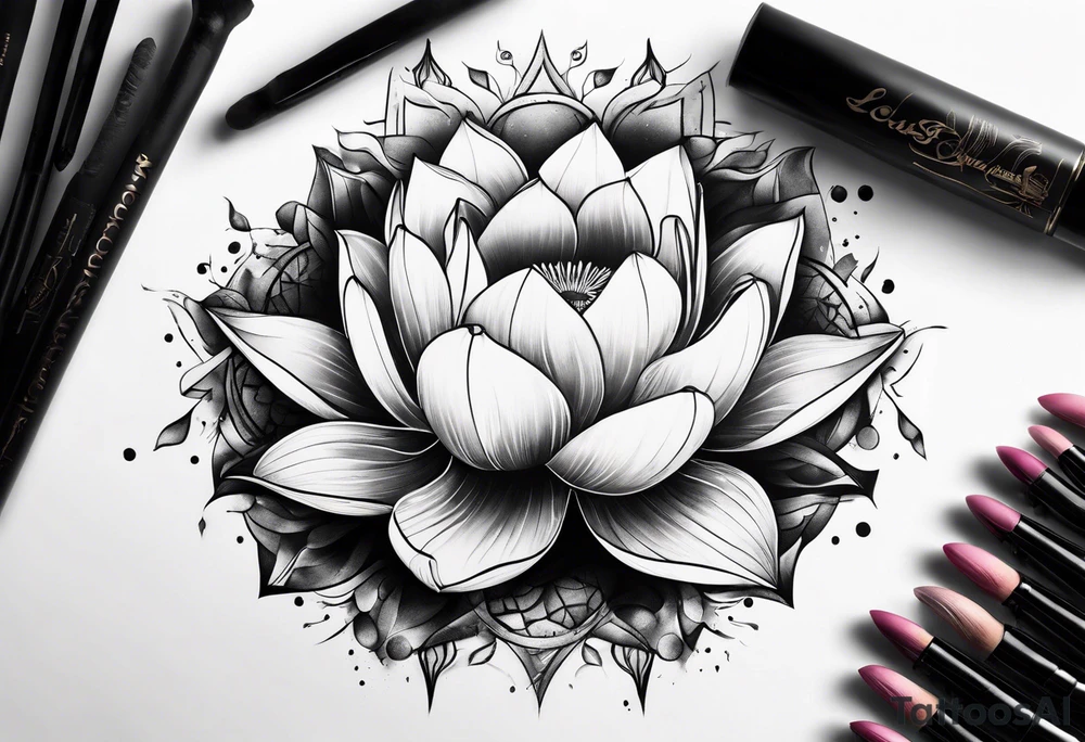 Lotus flower growing out of a pile of ashes tattoo idea