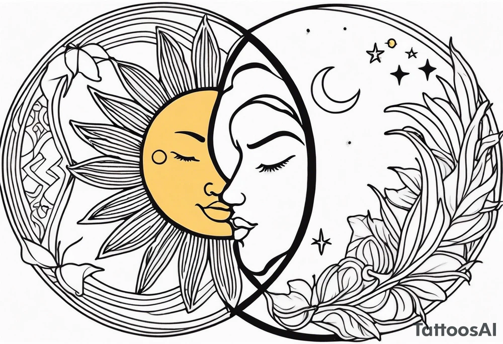 Moon and sun tattoo idea