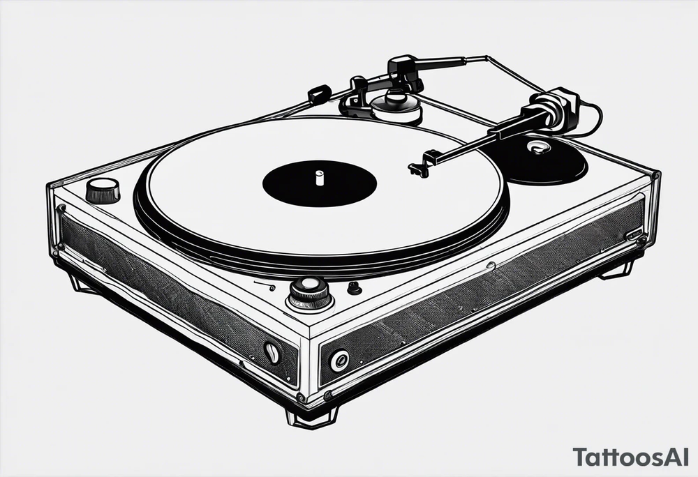 Recordplayer finline art minimalistic 2D only one line tattoo idea