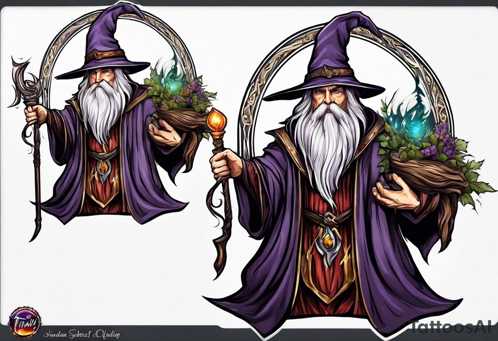 wizard with staff tattoo idea