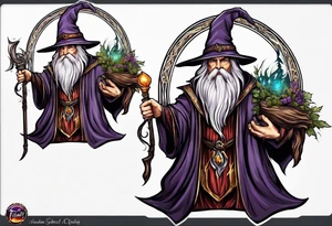 wizard with staff tattoo idea