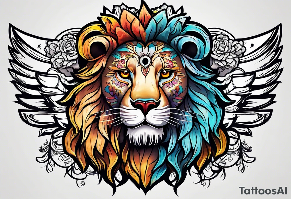 Lion, sugar skull tattoo idea