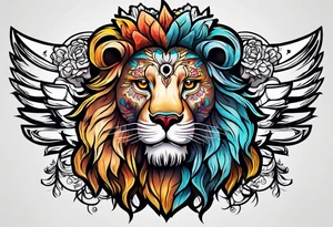 Lion, sugar skull tattoo idea