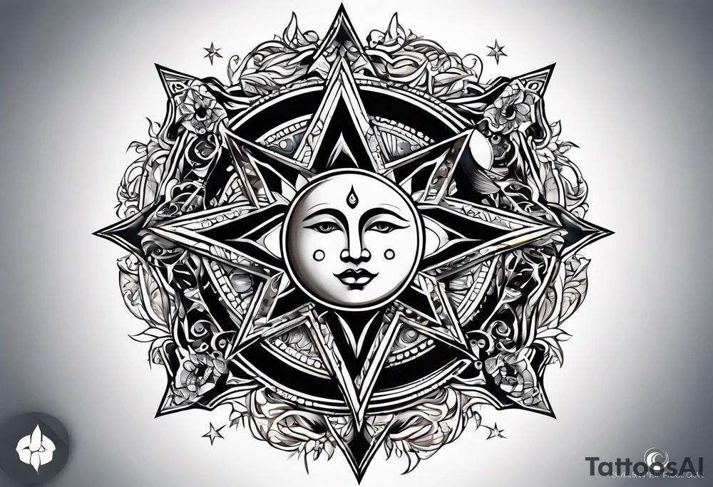 Stars moon tattoo idea