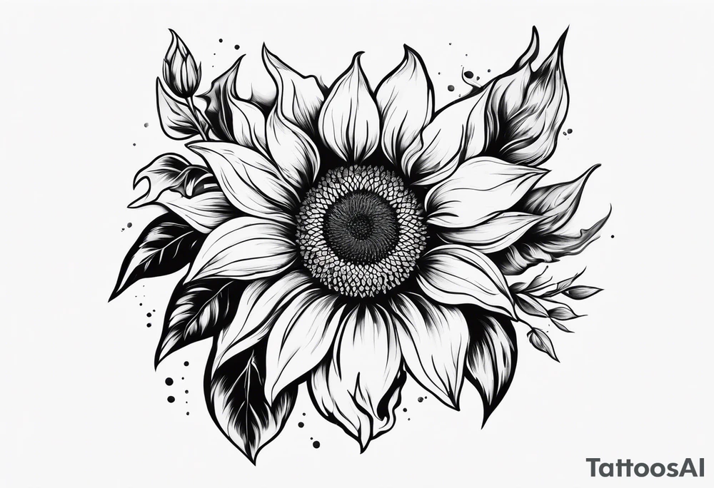 Flower fire an a sunflower tattoo idea