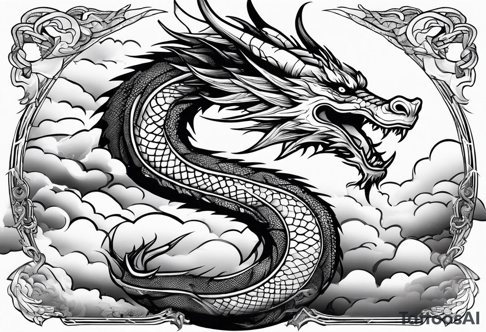 Dragon soaring through clouds tattoo idea