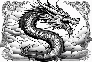 Dragon soaring through clouds tattoo idea