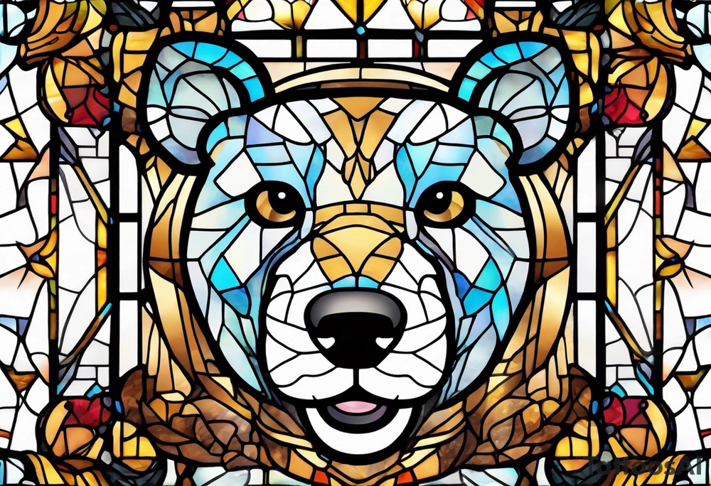 Teddy bear stained glass tattoo idea