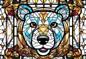 Teddy bear stained glass tattoo idea