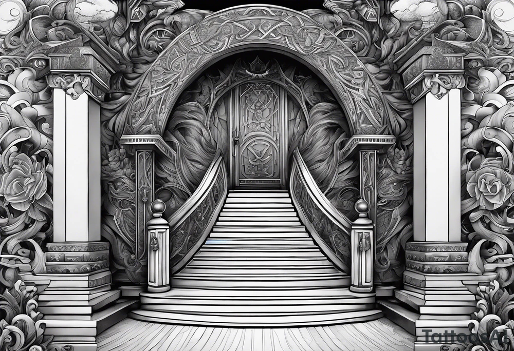 The Viking is at the bottom of the stairs that lead to the gate to Valhalla. tattoo idea