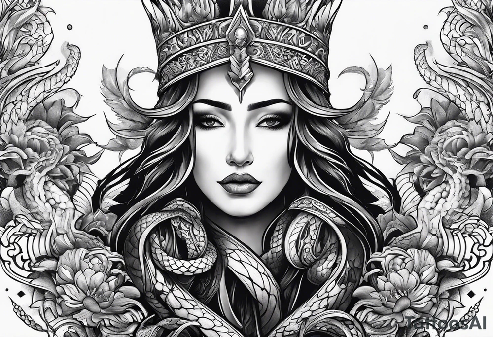 Trident with a serpent around it tattoo idea