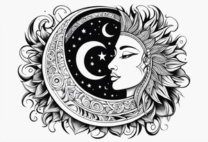 Moon and sun tattoo idea