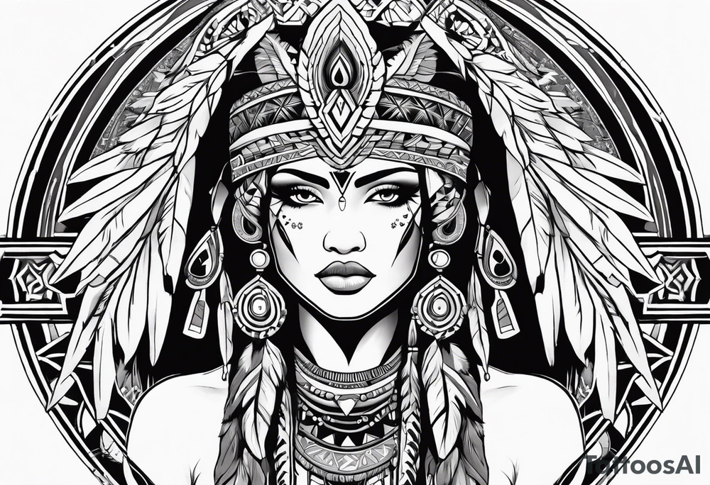beautiful, kali, valkrye, goddess, native american, chest, left looking in to center, wing tattoo idea