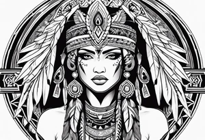 beautiful, kali, valkrye, goddess, native american, chest, left looking in to center, wing tattoo idea