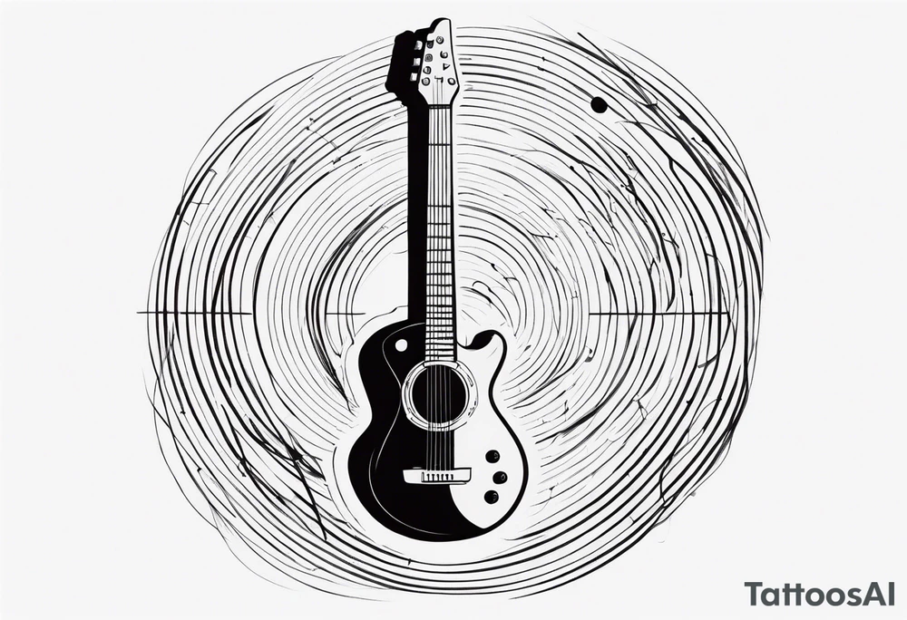 Eléctric guitar sound with lines abstrac croos with number 7 tattoo idea