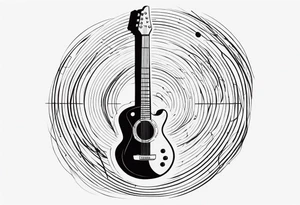 Eléctric guitar sound with lines abstrac croos with number 7 tattoo idea