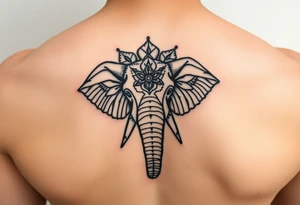 elephant head mandala upturned trunk henna tattoo idea