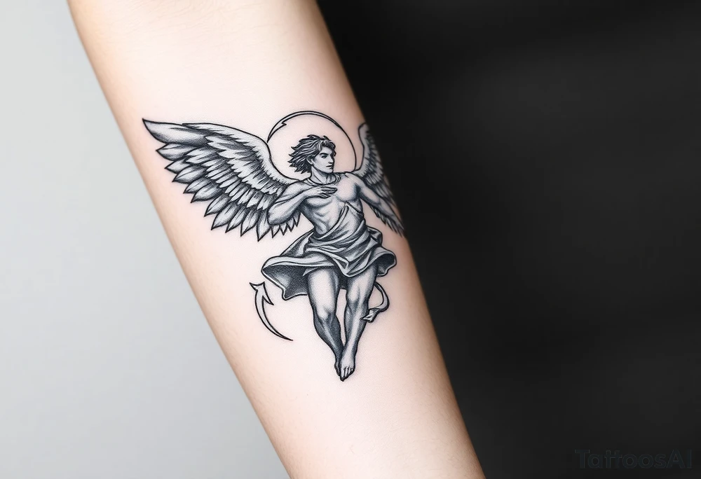 Michael the archangel fighting demons tattoo idea