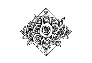 A lot of small roses in a diamond shape tattoo idea