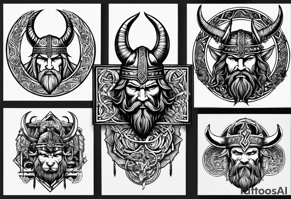 Make a viking tattoo use the triple horns tattoo idea