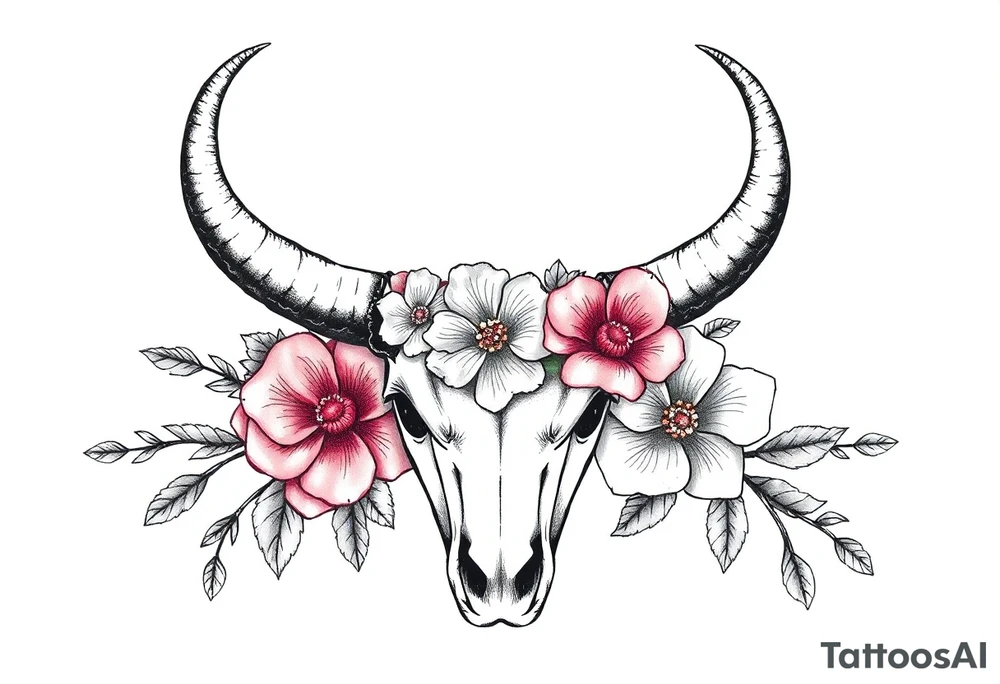 Just bull horns 
with flowers tattoo idea