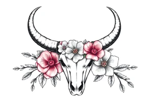 Just bull horns 
with flowers tattoo idea