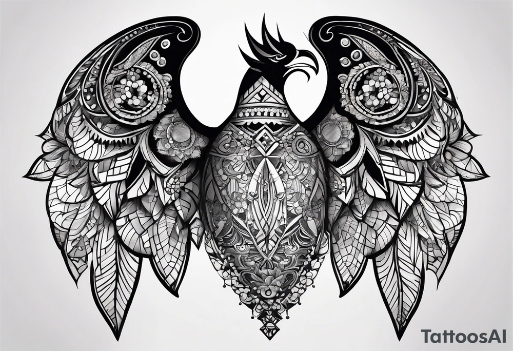 simple shape, dimond shape, split in two distinct parts that are symmetrical, resembling lungs or breathing tattoo idea
