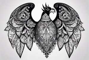 simple shape, dimond shape, split in two distinct parts that are symmetrical, resembling lungs or breathing tattoo idea
