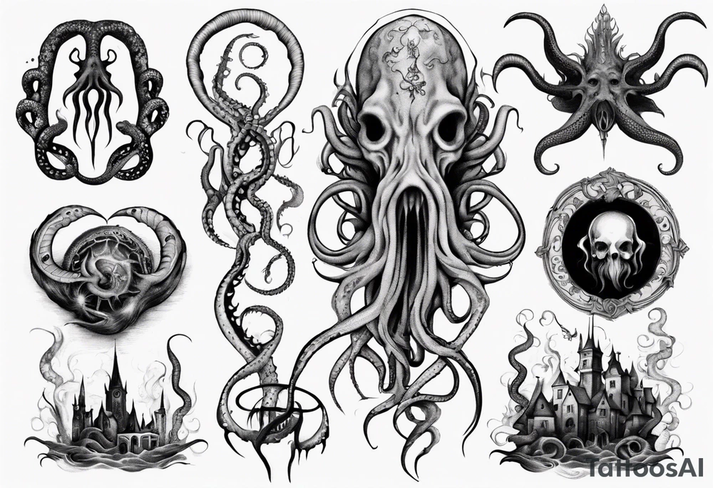 lovecraft mythe long tattoo
with lot of tentacle tattoo idea