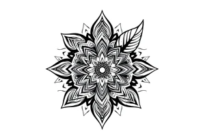 spiritual bold line feather indian mandala shaman tattoo idea