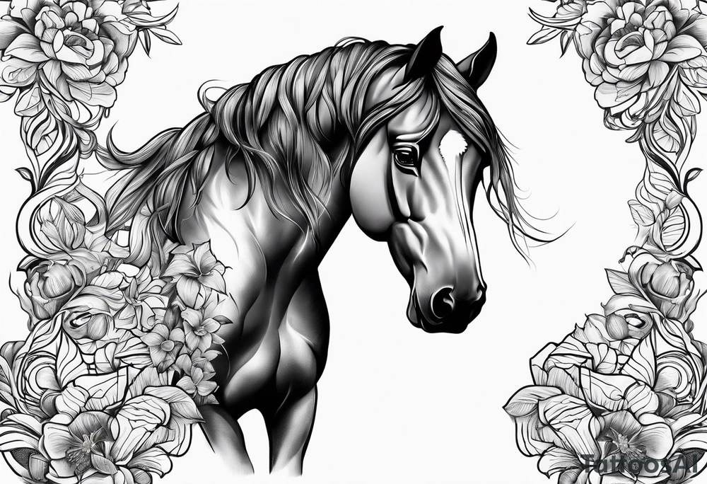 Linework horse tattoo idea