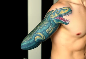 dinosaur spitting venom tattoo idea