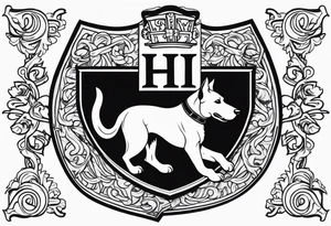 a coat of arms with a hound in the shield tattoo idea