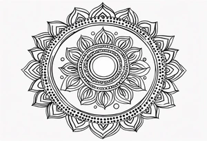 simple sunshine made of black dots with circles. mandala vibe without being a mandala tattoo idea