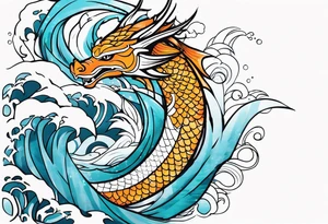 Dragon polynesian, water, koi, half sleeve, cross tattoo idea