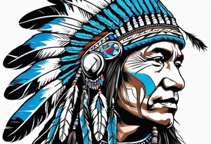 Native American with blue bonnets tattoo idea