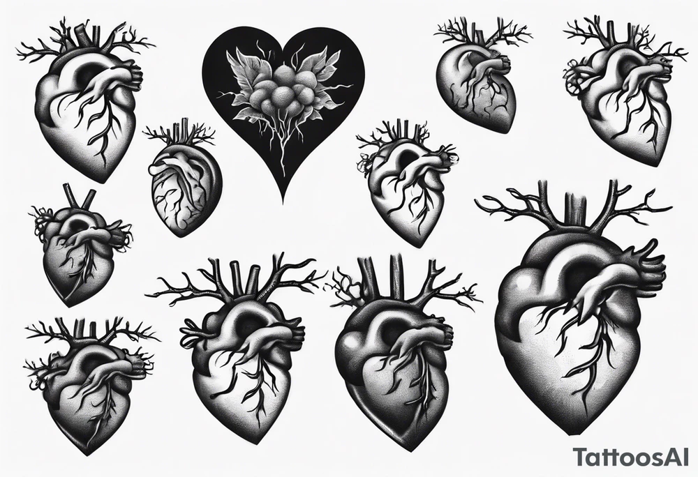 Anatomical heart on a string, anatomical brain on a string tattoo idea
